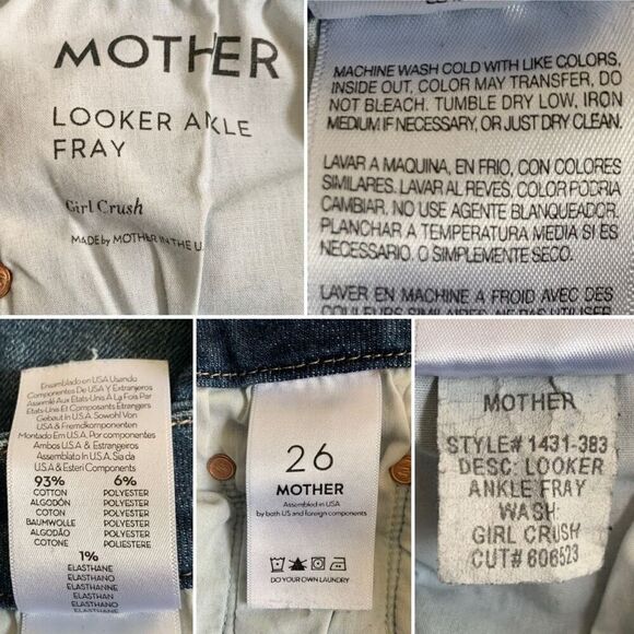 MOTHER‎ The Looker Ankle Fray Jeans in Girl Crush Blue Size 27 - Picture 10 of 12